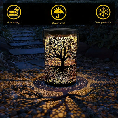 1 PC Solar Lantern for Outdoor Solar Lights Hanging/ Standing for Balcony Patio Garden Decoration (Big Tree&Leaf)