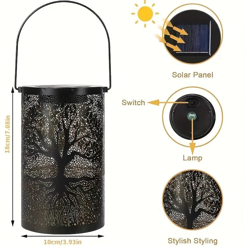 1 PC Solar Lantern for Outdoor Solar Lights Hanging/ Standing for Balcony Patio Garden Decoration (Big Tree&Leaf)