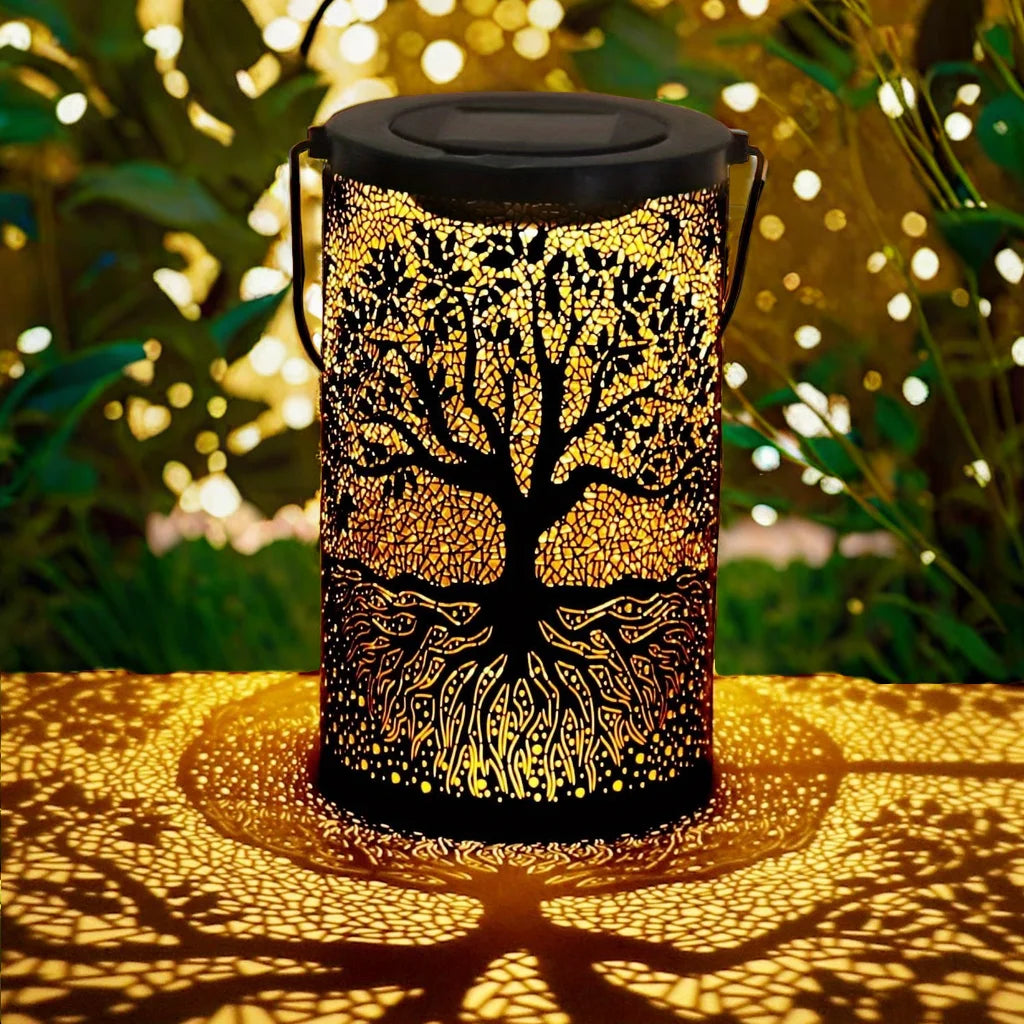 1 PC Solar Lantern for Outdoor Solar Lights Hanging/ Standing for Balcony Patio Garden Decoration (Big Tree&Leaf)