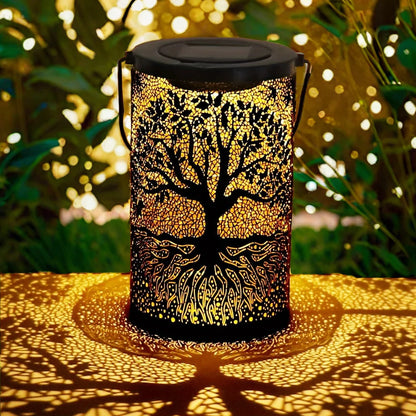 1 PC Solar Lantern for Outdoor Solar Lights Hanging/ Standing for Balcony Patio Garden Decoration (Big Tree&Leaf)